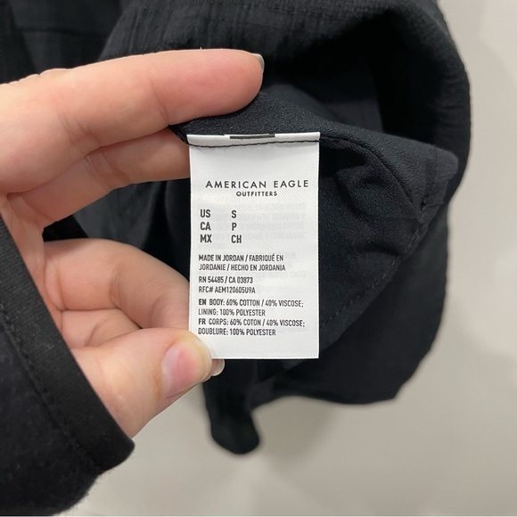 American Eagle Smocked Halter Mini Dress Black Small - Picture 6 of 8